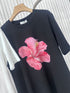 Solid Color Flower Print T-shirts